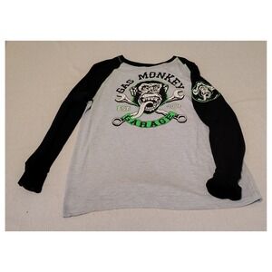 Gas Monkey Garage Men's Long Sleeve T-Shirt Light Gray Black Graphic Print L 13